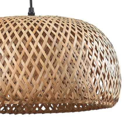 Ljuskrona med textilsladd KORFU 1xE27/20W/230V diameter 38 cm bambu