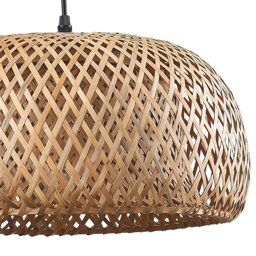 Ljuskrona med textilsladd KORFU 1xE27/20W/230V diameter 38 cm bambu