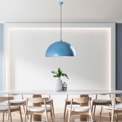 Ljuskrona med textilsladd KURE 1xE27/40W/230V blå