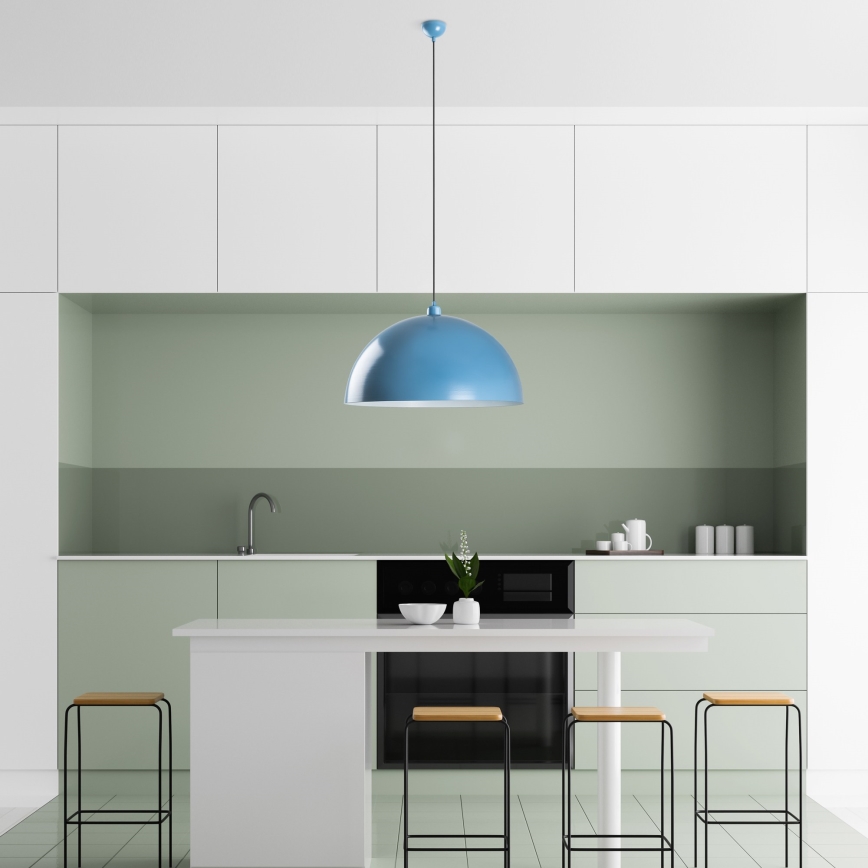 Ljuskrona med textilsladd KURE 1xE27/40W/230V blå