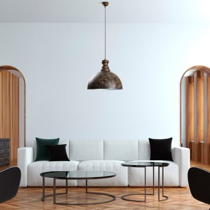 Ljuskrona med textilsladd KURE 1xE27/40W/230V diameter 40 cm grå