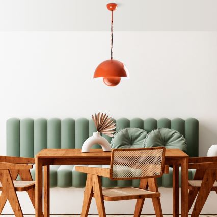 Ljuskrona med textilsladd KURE 1xE27/40W/230V orange