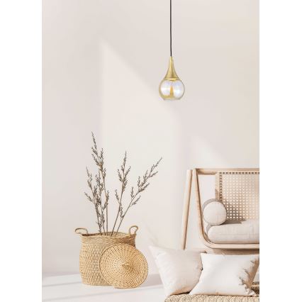 Ljuskrona med textilsladd LACRIMA HONEY 1xE27/60W/230V