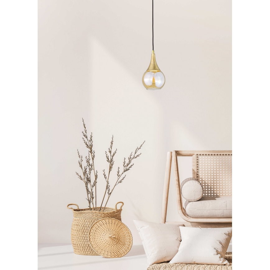 Ljuskrona med textilsladd LACRIMA HONEY 1xE27/60W/230V
