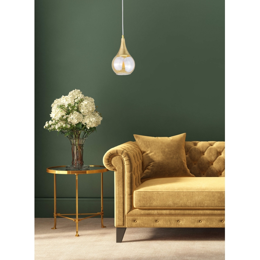 Ljuskrona med textilsladd LACRIMA WHITE 1xE27/60W/230V