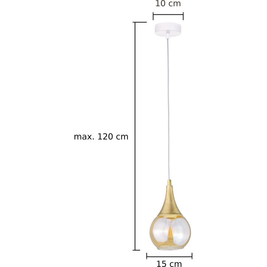 Ljuskrona med textilsladd LACRIMA WHITE 1xE27/60W/230V