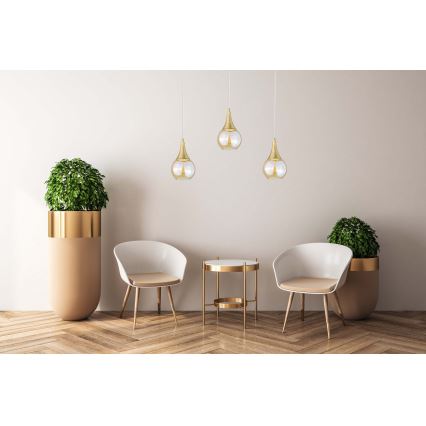 Ljuskrona med textilsladd LACRIMA WHITE 3xE27/60W/230V