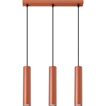 Ljuskrona med textilsladd LAGOS 3xGU10/10W/230V röd