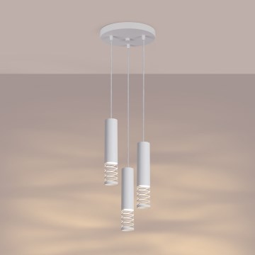 Ljuskrona med textilsladd LAMI 3xGU10/10W/230V vit