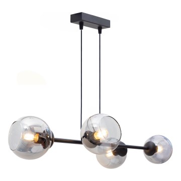 Ljuskrona med textilsladd LATIL 4xE27/60W/230V svart