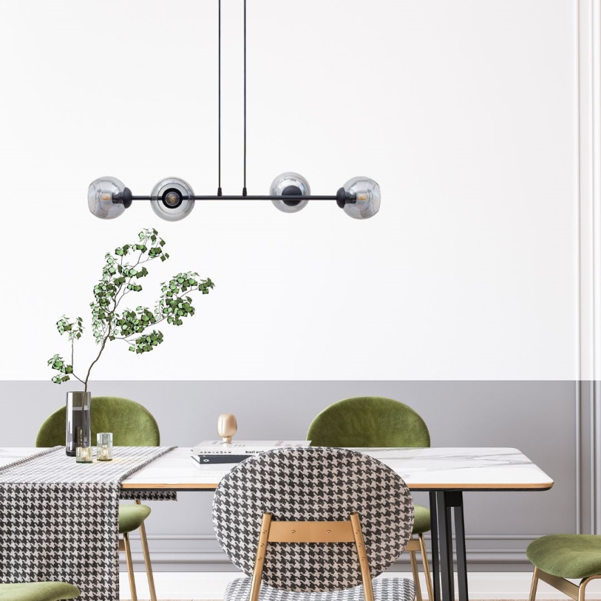 Ljuskrona med textilsladd LATIL 4xE27/60W/230V svart