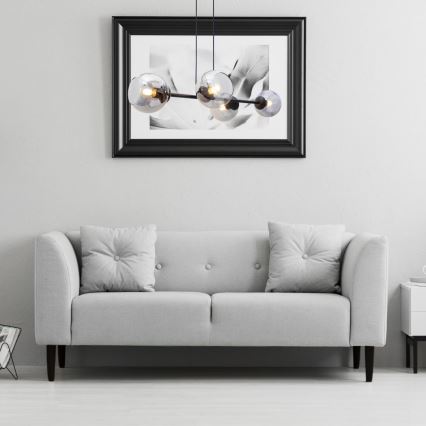 Ljuskrona med textilsladd LATIL 4xE27/60W/230V svart