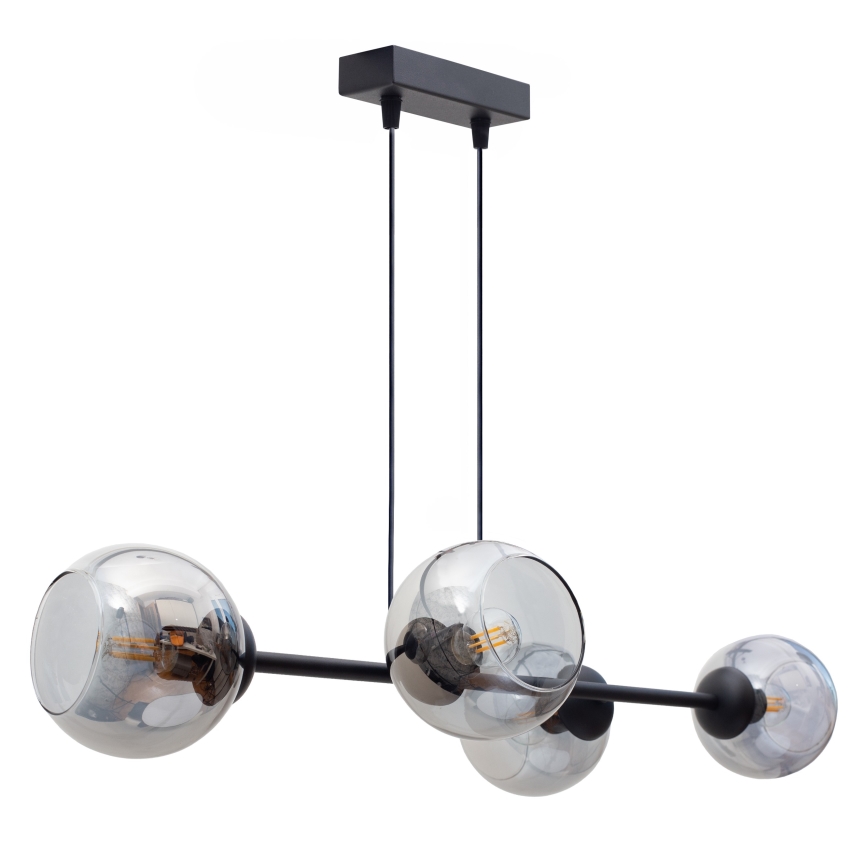 Ljuskrona med textilsladd LATIL 4xE27/60W/230V svart