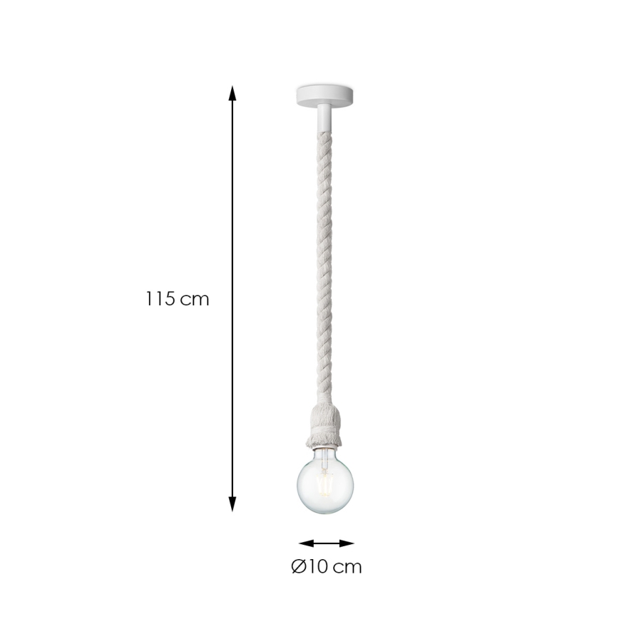 Ljuskrona med textilsladd LEONARDO ROPE 1xE27/10W/230V vit