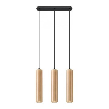 Ljuskrona med textilsladd LINO 3xGU10/40W/230V bok