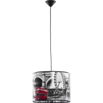 Ljuskrona med textilsladd LONDON 1xE27/15W/230V grå