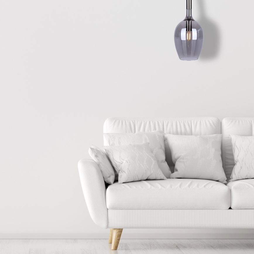 Ljuskrona med textilsladd LUGANO 1xE14/40W/230V grå