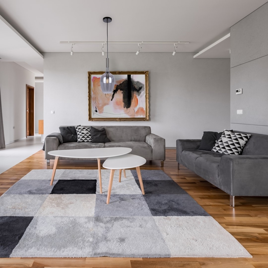 Ljuskrona med textilsladd LUGANO 1xE14/40W/230V grå