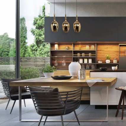 Ljuskrona med textilsladd LUGANO 3xE14/40W/230V gyllene