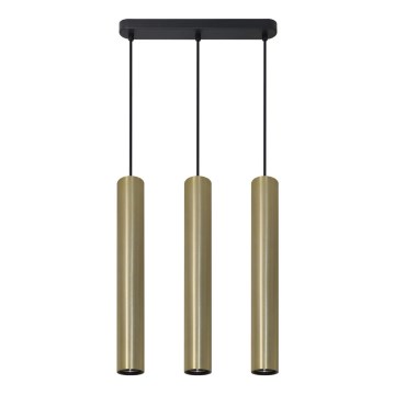 Ljuskrona med textilsladd LUNGOMARE 3xGU10/10W/230V guld