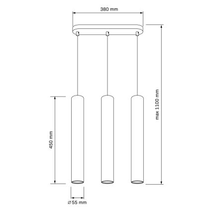 Ljuskrona med textilsladd LUNGOMARE 3xGU10/10W/230V matt krom