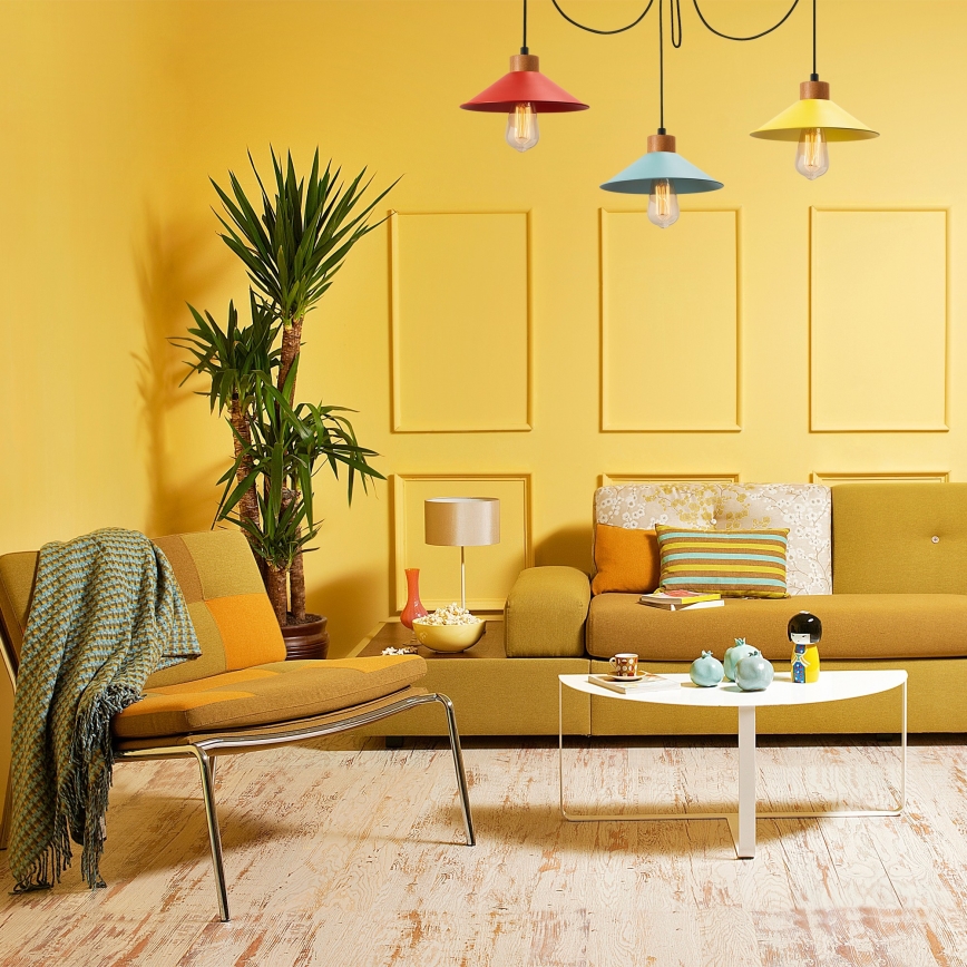 Ljuskrona med textilsladd MANAVGAT 3xE27/100W/230V spindel