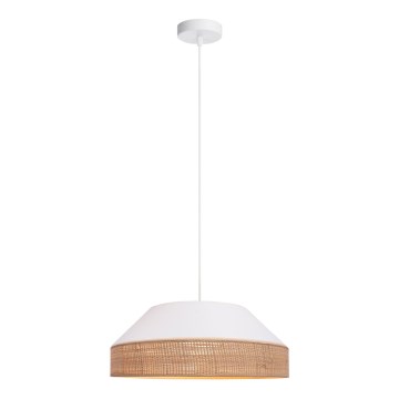 Ljuskrona med textilsladd MANISO 1xE27/60W/230V diameter 45 cm vit/beige