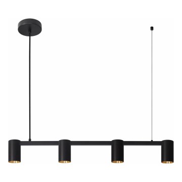 Ljuskrona med textilsladd MARIBEL 4xGU10/10W/230V svart