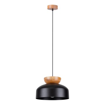 Ljuskrona med textilsladd MARION 1xE27/15W/230V diameter 29,5 cm svart