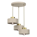 Ljuskrona med textilsladd MARTI 3xE27/15W/230V beige/guld