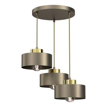 Ljuskrona med textilsladd MARTI 3xE27/15W/230V mässing/guld