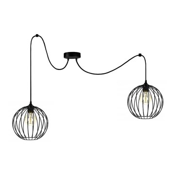 Ljuskrona med textilsladd MATT 2xE27/60W/230V spindel