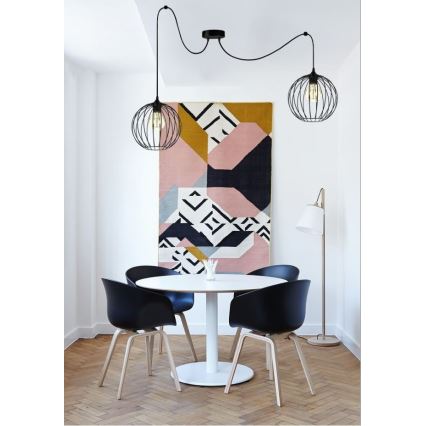 Ljuskrona med textilsladd MATT 2xE27/60W/230V spindel