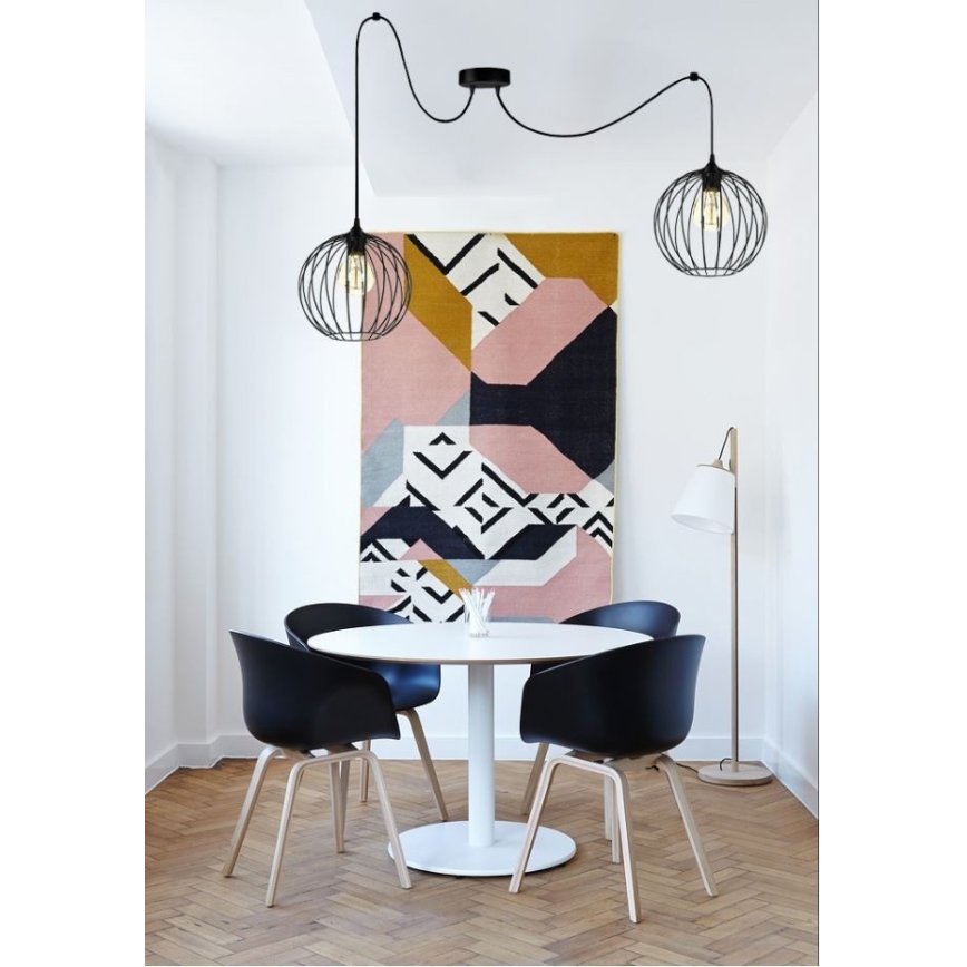 Ljuskrona med textilsladd MATT 2xE27/60W/230V spindel