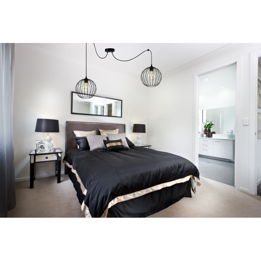 Ljuskrona med textilsladd MATT 2xE27/60W/230V spindel