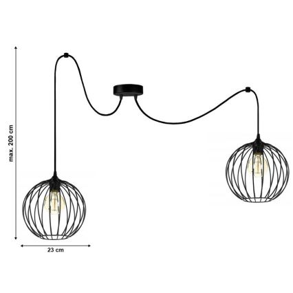 Ljuskrona med textilsladd MATT 2xE27/60W/230V spindel