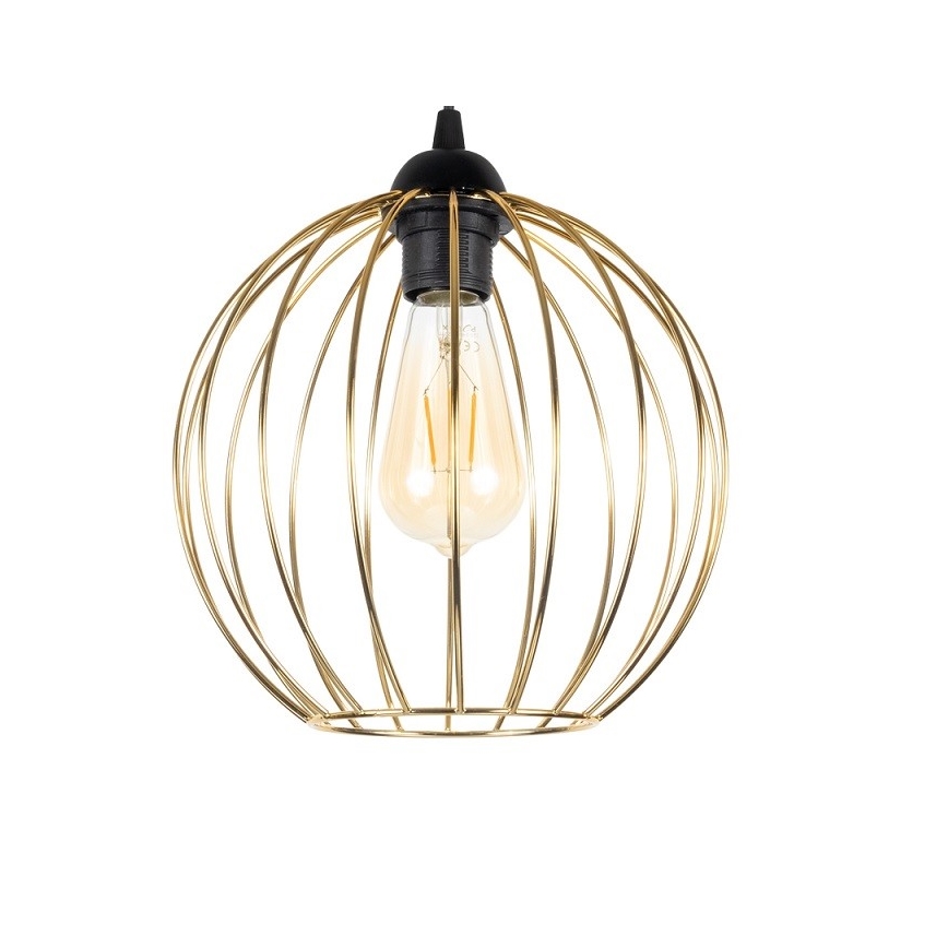 Ljuskrona med textilsladd MATT 2xE27/60W/230V spindel svart/guld