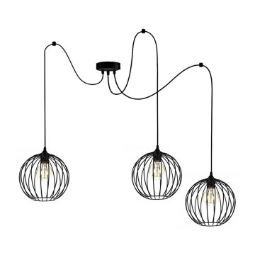 Ljuskrona med textilsladd MATT 3xE27/60W/230V spindel