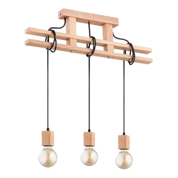 Ljuskrona med textilsladd MAXXY 3xE27/15W/230V beige