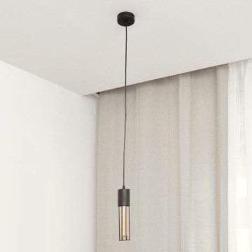 Ljuskrona med textilsladd MELODY 1xE27/15W/230V svart