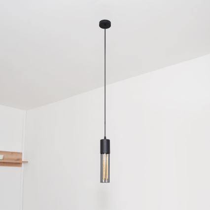 Ljuskrona med textilsladd MELODY 1xE27/15W/230V svart