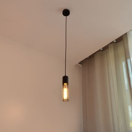 Ljuskrona med textilsladd MELODY 1xE27/15W/230V svart