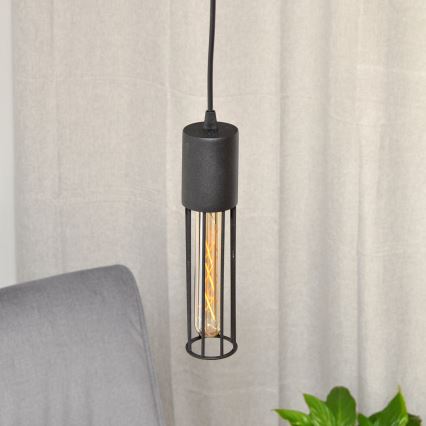 Ljuskrona med textilsladd MELODY 1xE27/15W/230V svart