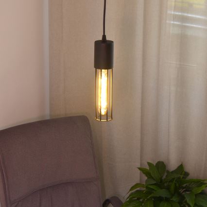 Ljuskrona med textilsladd MELODY 1xE27/15W/230V svart