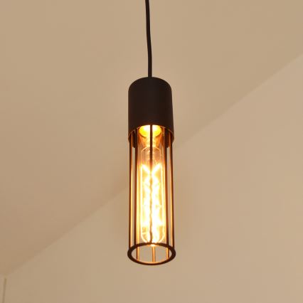 Ljuskrona med textilsladd MELODY 1xE27/15W/230V svart