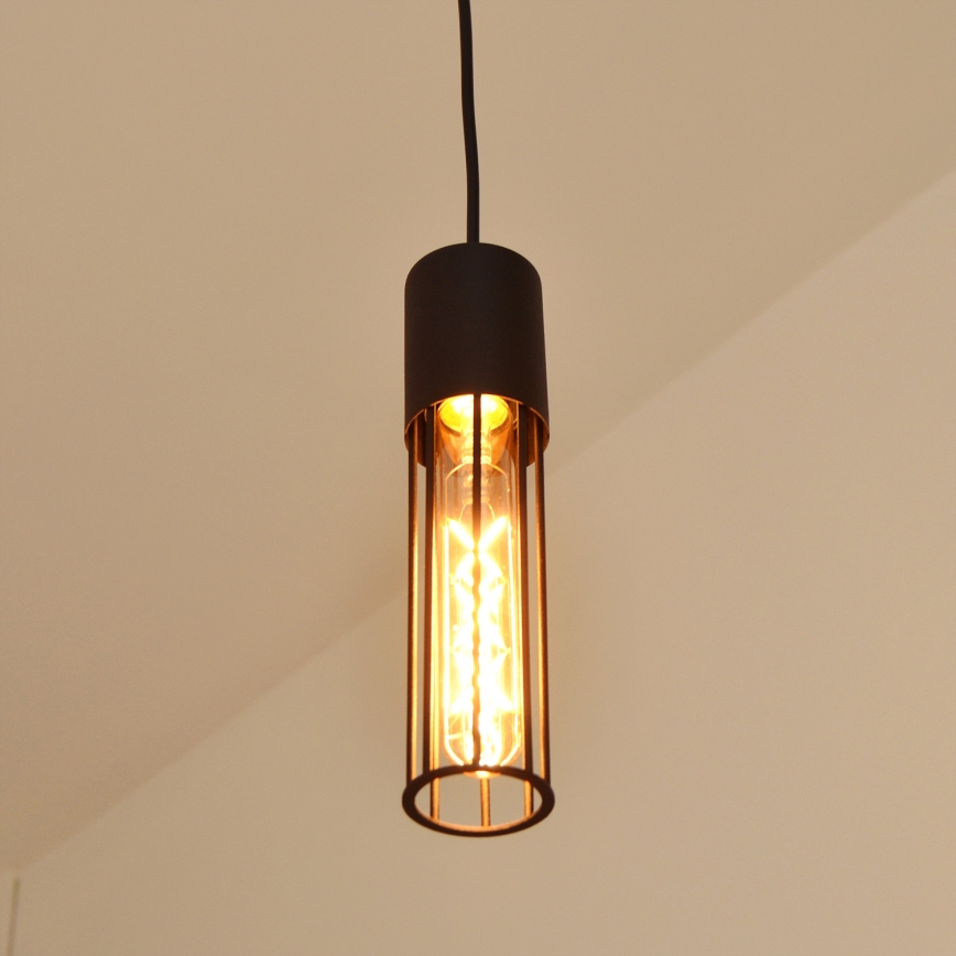 Ljuskrona med textilsladd MELODY 1xE27/15W/230V svart