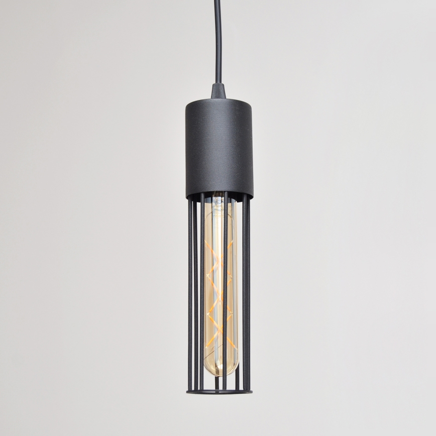 Ljuskrona med textilsladd MELODY 1xE27/15W/230V svart