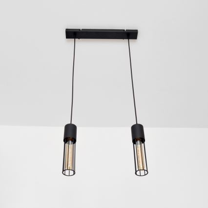 Ljuskrona med textilsladd MELODY 2xE27/15W/230V svart