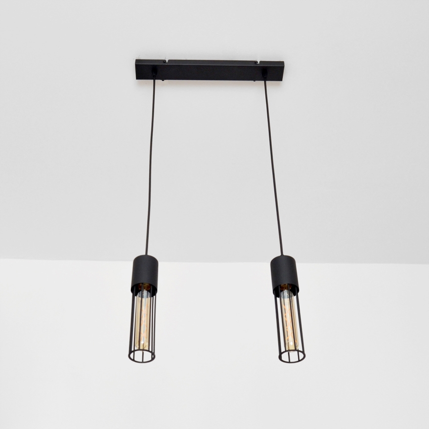 Ljuskrona med textilsladd MELODY 2xE27/15W/230V svart