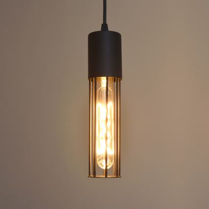 Ljuskrona med textilsladd MELODY 2xE27/15W/230V svart